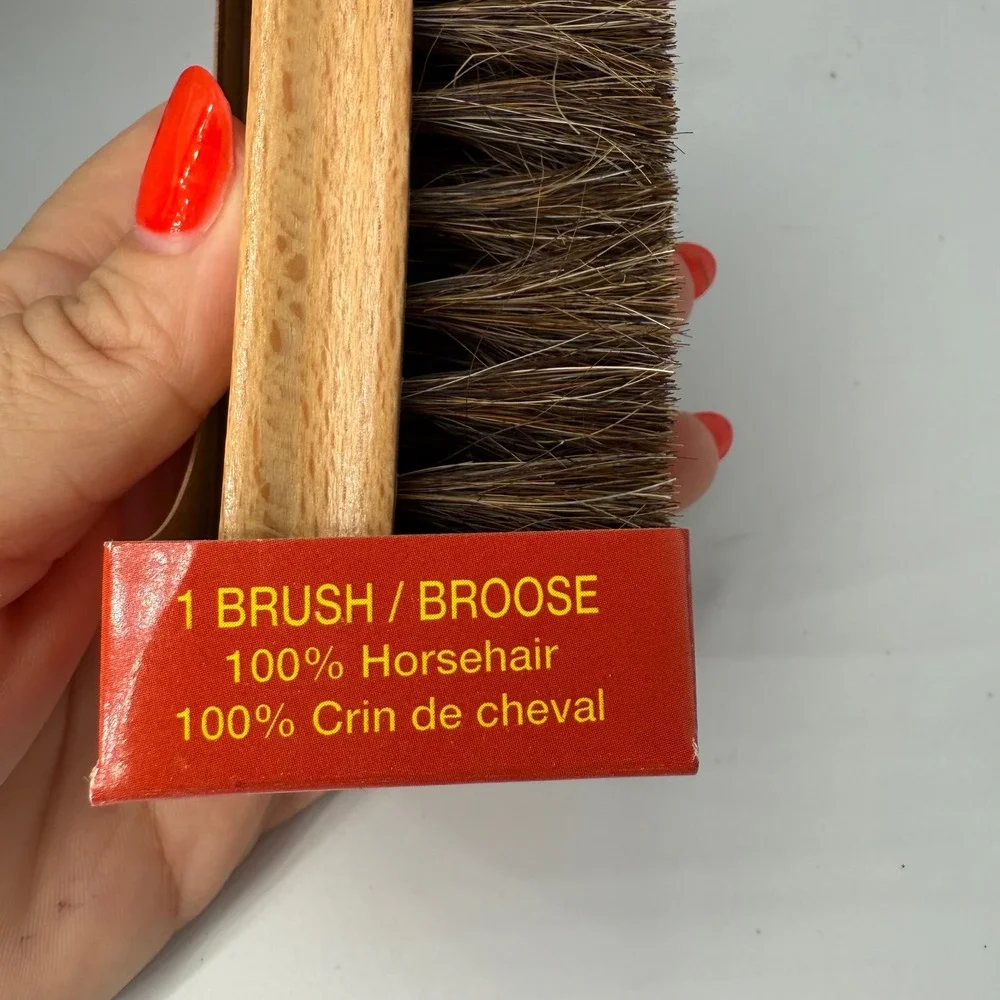 Kiwi Shine Brush 100%‎ Horsehair Bristles Top Quality Natural Wood Handle